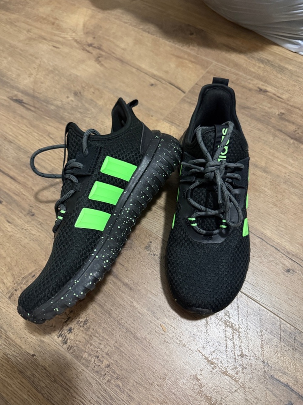 adidas Black Sneakers with Neon Green Stripes